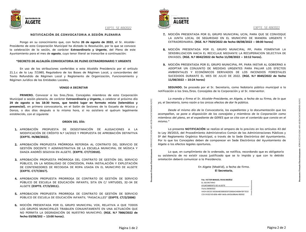 pleno extraordinario agosto 2022
