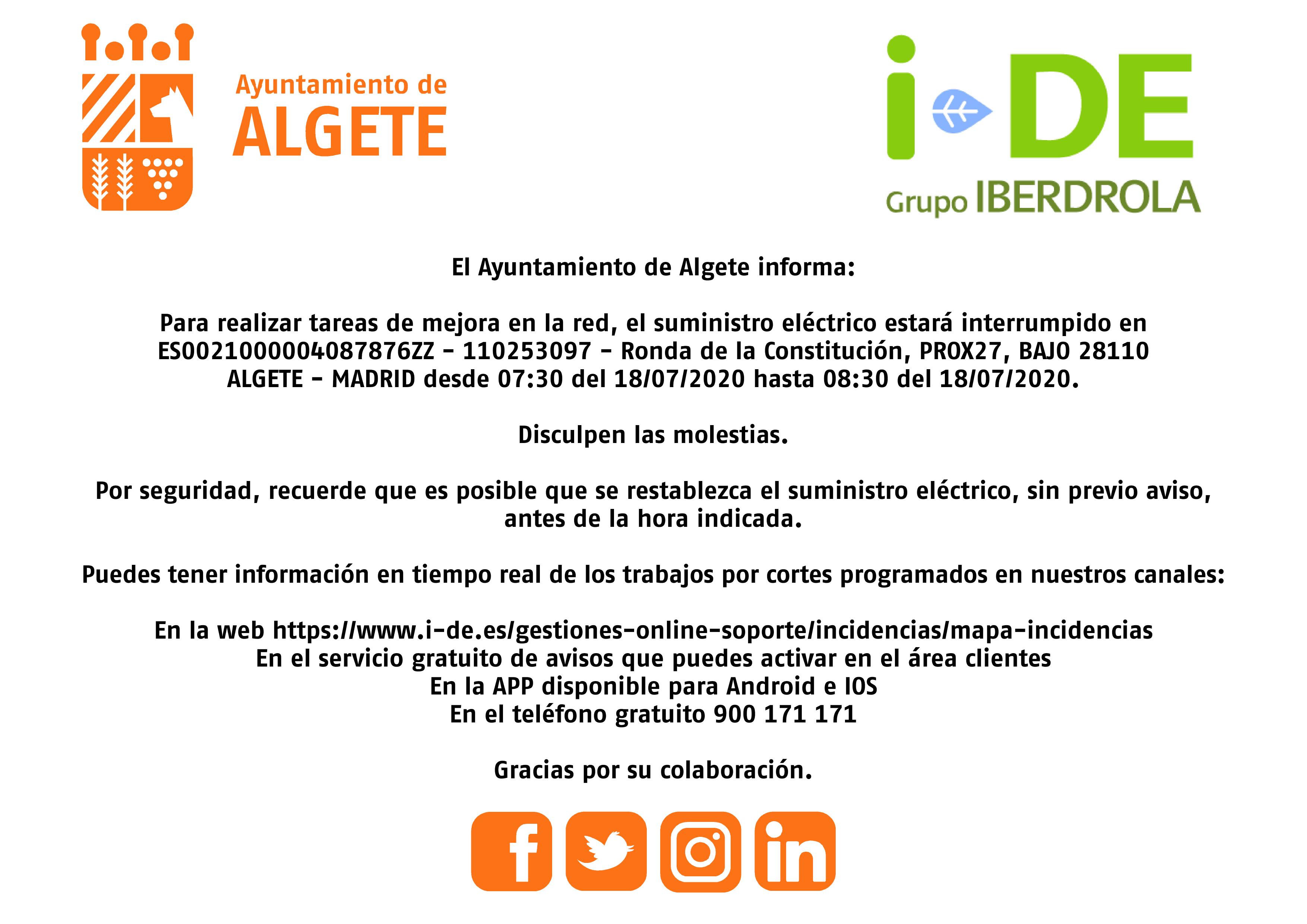 interrupcion suministro electrico 18 julio 2020