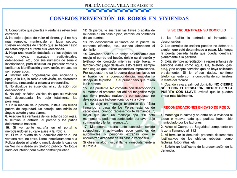 CONSEJOS PREVENCION ROBOS VIVIENDA
