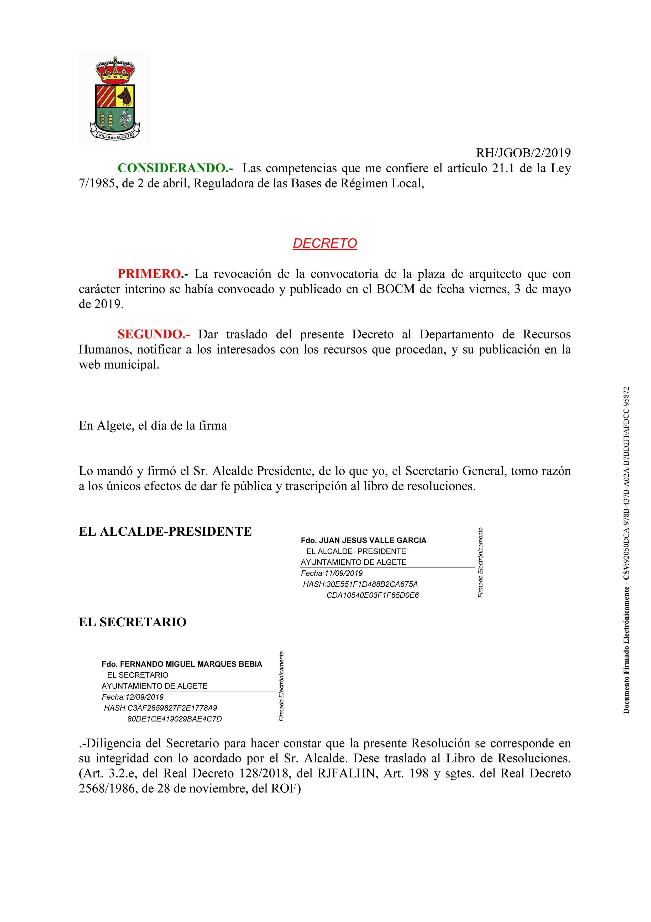Revocacion Convocatoria Arquitecto 2