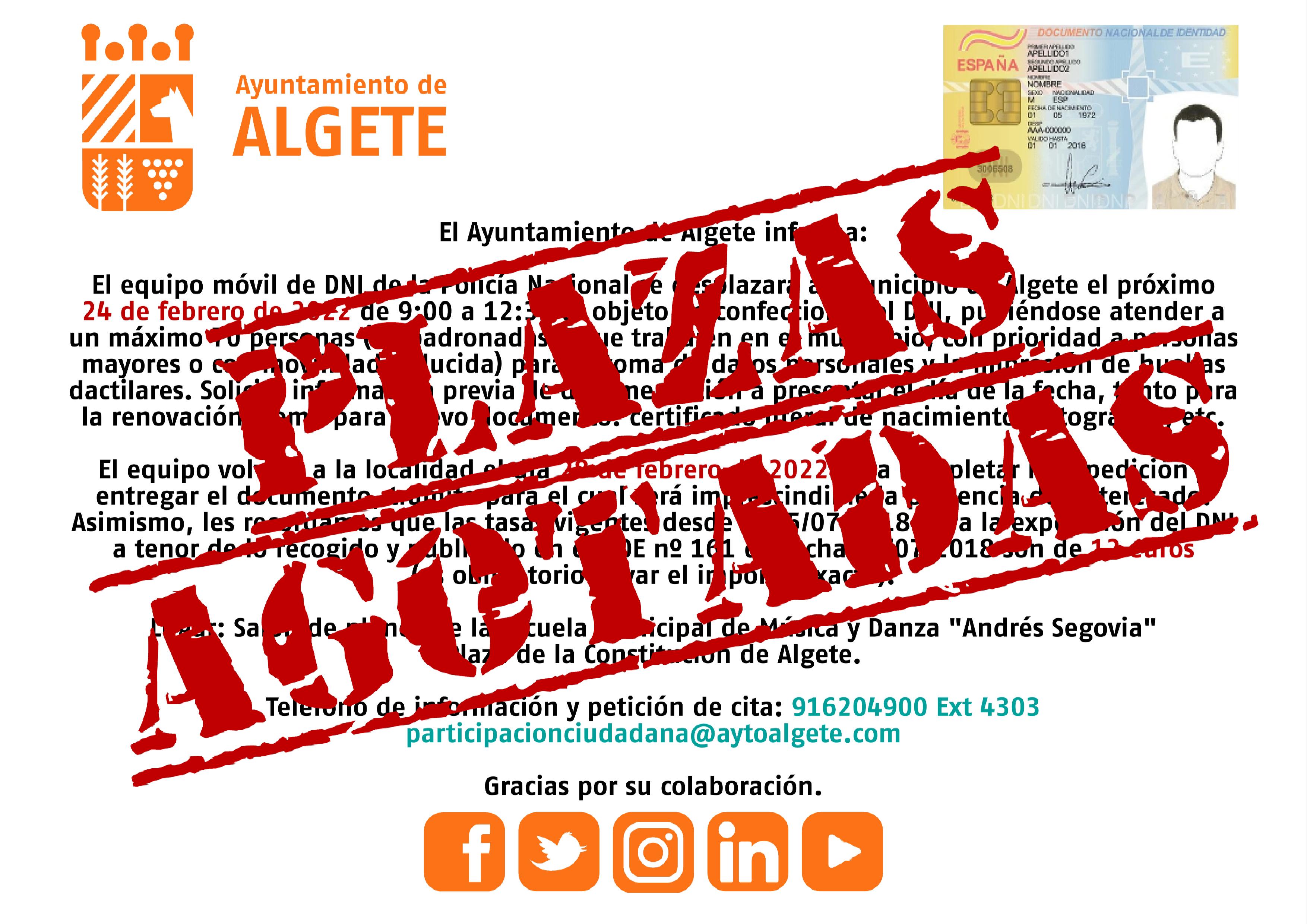 dni algete febrero 2022