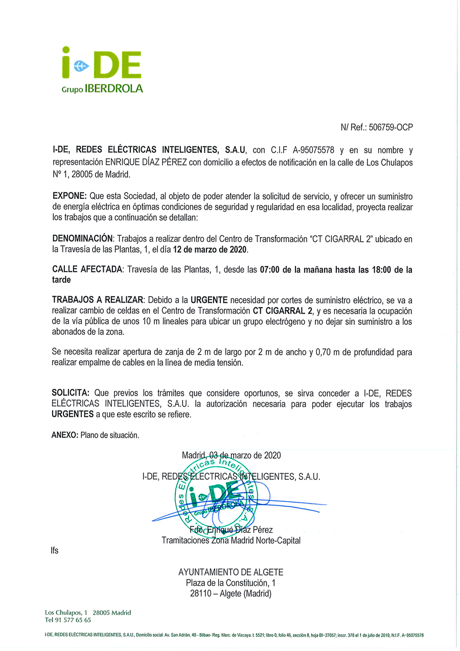 notificacion iberdrola 12 marzo