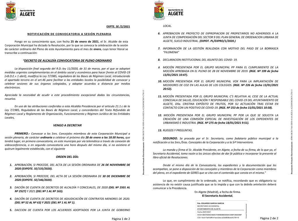 pleno algete enero 2021