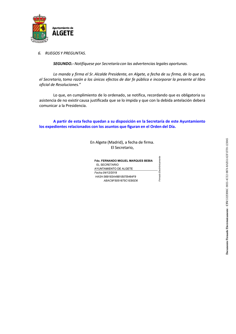 pleno ordinario diciembre 2019 2
