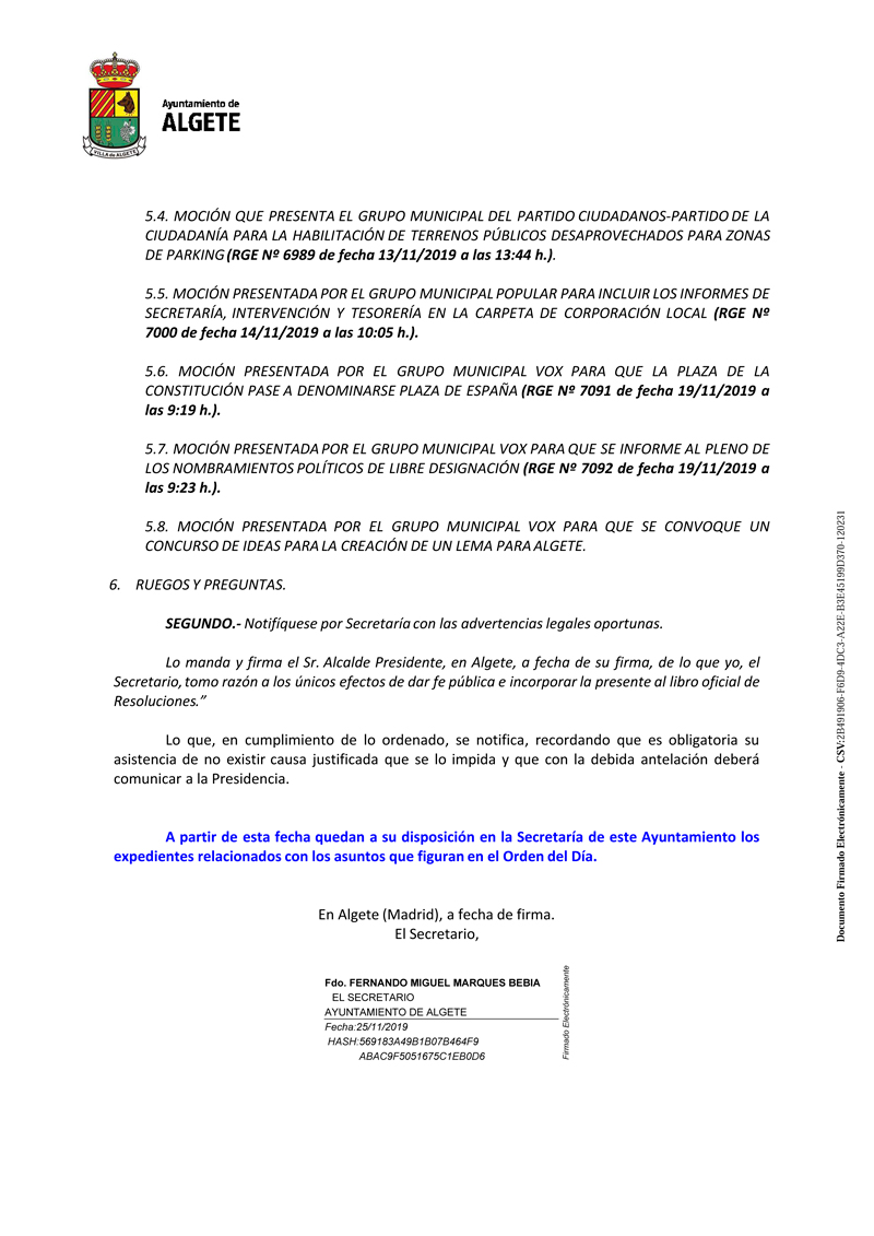 pleno ordinario noviembre 2019 2