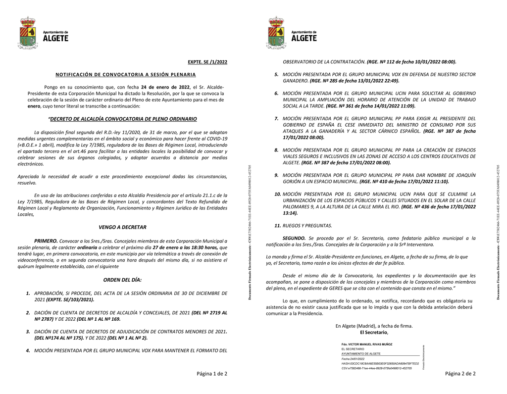 pleno ordinario enero 2022